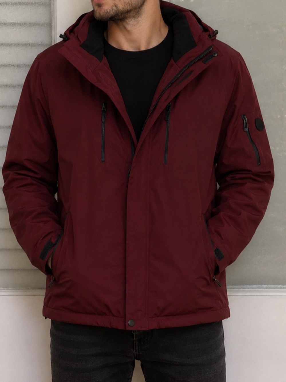 Calvin Klein jacket w/Hooded red water Resistant L